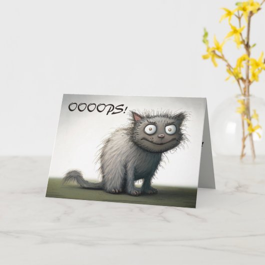 Editable Guilty Cat Missed Birthday カード (黄色い花)