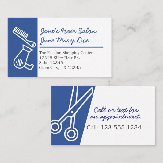 Editable Hair Salon Modern Stylish Business Card 名刺 (正面/裏面)