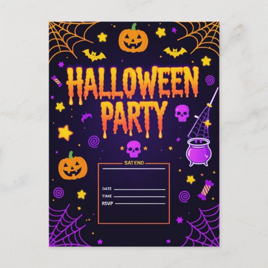 Editable Halloween Party シーズンポストカード (正面)