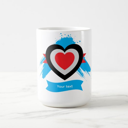 Editable Heart Custom Text Design コーヒーマグカップ (中央)