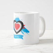 Editable Heart Custom Text Design ジャンボコーヒーマグカップ (正面右)