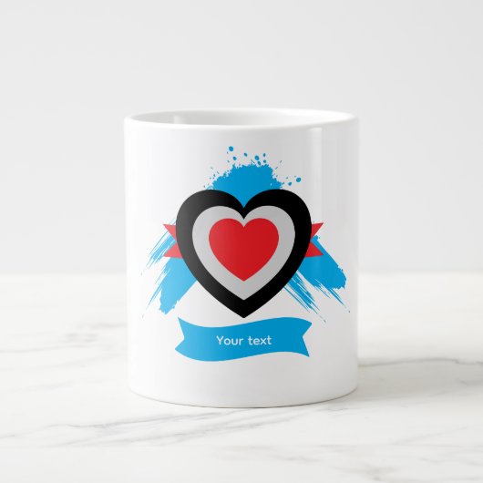 Editable Heart Custom Text Design ジャンボコーヒーマグカップ (正面)