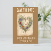 Editable Hearts Vines and Flowers Romantic セーブザデート (スタンド正面)