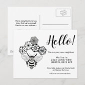 Editable Hello Neighbor,  New Address, Bee 案内ポストカード (正面/裏面)