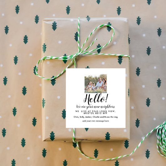 Editable Hello Neighbor,  New Address, intro スクエアシール