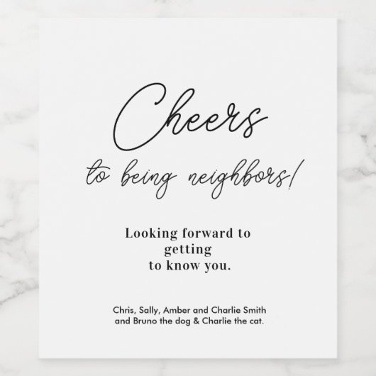 Editable Hello Neighbor,  New Address, Popcorn ワインラベル (シングルラベル)