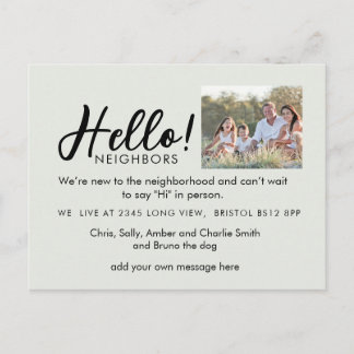 Editable "Hello Neighbor" Postcard | New Address,  案内ポストカード