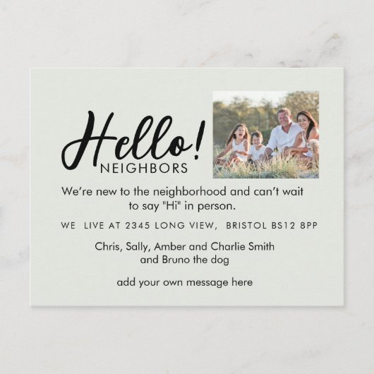Editable "Hello Neighbor" Postcard | New Address, 案内ポストカード (正面)