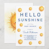 Editable Hello Sunshine Baby Shower 招待状 (正面/裏面)