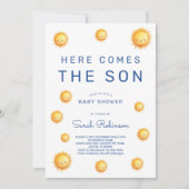 Editable Here Comes The Son Baby Shower 招待状 (正面)