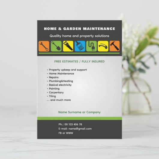 Editable Home Services Flyer Template 招待状 (スタンド正面)