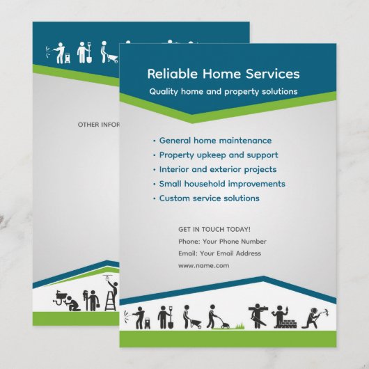 Editable Home Services Flyer Template 招待状 (正面/裏面)