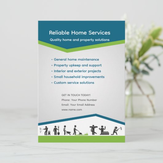Editable Home Services Flyer Template 招待状 (スタンド正面)