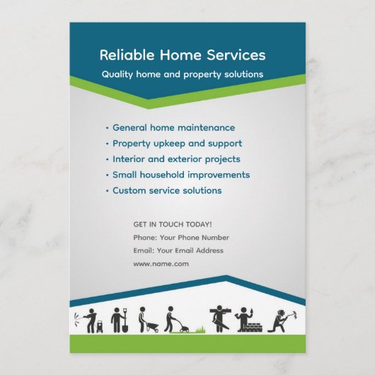 Editable Home Services Flyer Template 招待状 (正面)