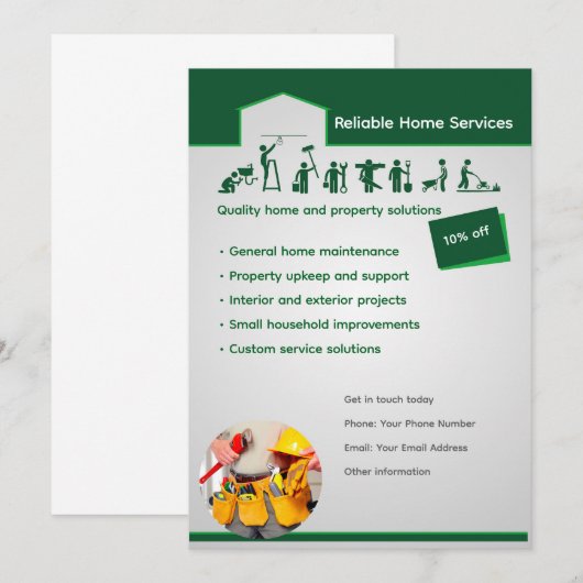 Editable Home Services Flyer Template 招待状 (正面/裏面)