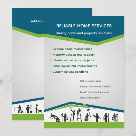 Editable Home Services Flyer Template 招待状 (正面/裏面)