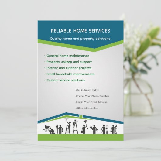 Editable Home Services Flyer Template 招待状 (スタンド正面)