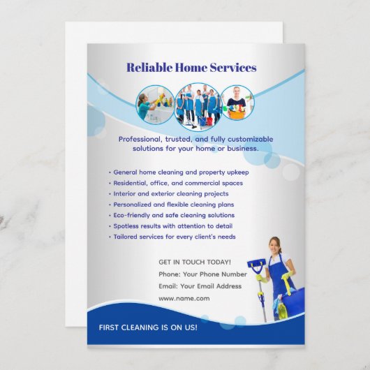 Editable Home Services Flyer Template 招待状 (正面/裏面)