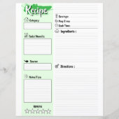 Editable Homemade Fillable Recipe Paper Sheet (正面)