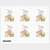 Editable Hop Two It Easter 2nd Birthday Bunny スクエアシール (シート)