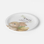 Editable Hop Two It Easter 2nd Birthday Bunny ペーパープレート (アングル)