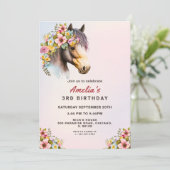 Editable Horse Birthday Invitation for Girls 招待状 (スタンド正面)