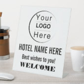 Editable Hotel Welcome Sign Logo & Business Name 台座サイン (インサイチュ)