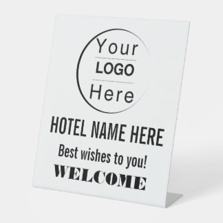 Editable Hotel Welcome Sign Logo & Business Name 台座サイン