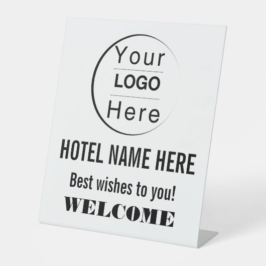Editable Hotel Welcome Sign Logo & Business Name 台座サイン (正面)