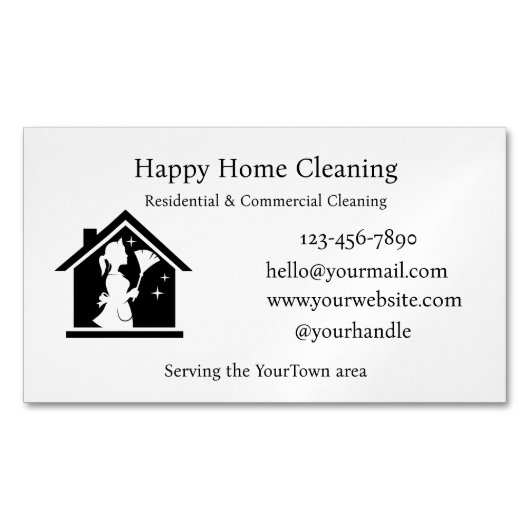 Editable House Cleaning Business Card  マグネット名刺 (正面)