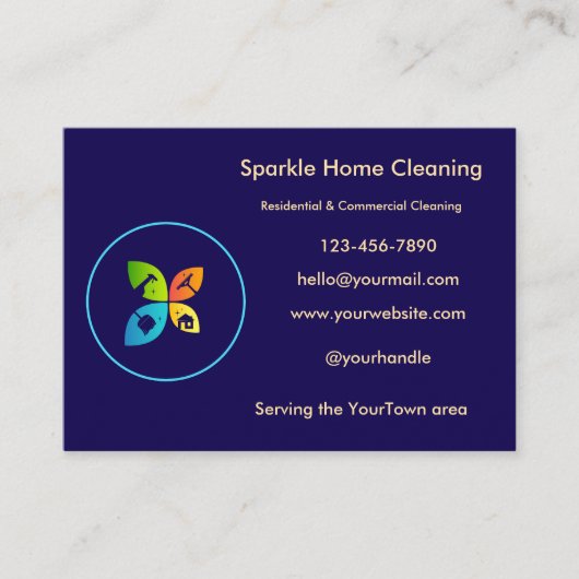 Editable House Cleaning Business Card  名刺 (正面)