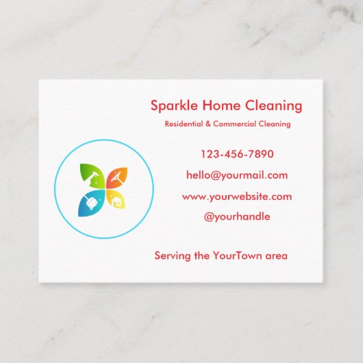 Editable House Cleaning Business Card  名刺 (正面)