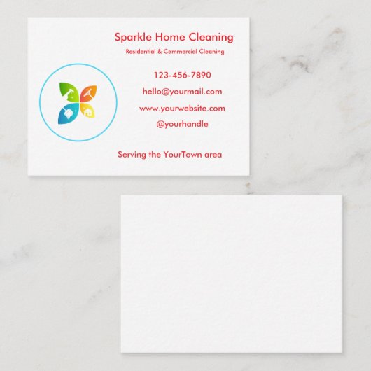 Editable House Cleaning Business Card  名刺 (正面/裏面)