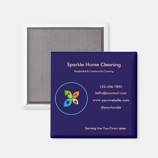 Editable House Cleaning Business Magnet Modern Des マグネット (正面/裏面)