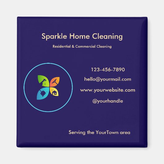 Editable House Cleaning Business Magnet Modern Des マグネット (正面)
