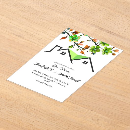 Editable House Warming Invitation, House Warming P アクリル招待状 (レイダウン)