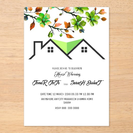 Editable House Warming Invitation, House Warming P アクリル招待状 (正面)
