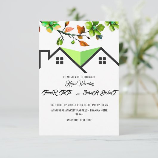Editable House Warming Invitation, House Warming P 出欠カード (スタンド正面)