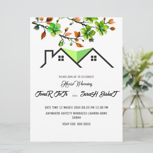 Editable House Warming Invitation, House Warming P 招待状 (スタンド正面)