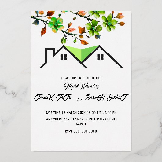 Editable House Warming Invitation, House Warming P 箔招待状 (正面)