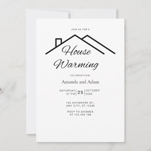 Editable House Warming Invitation Simple Minimalis 招待状 (正面)