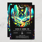 Editable Into the Woods Firefles誕生日 招待状 (正面/裏面)