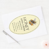 Editable Ivory 24 oz Queenline Honey Label 楕円形シール (封筒)