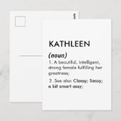 Editable Kathleen name definition, custom name ポストカード (正面/裏面)