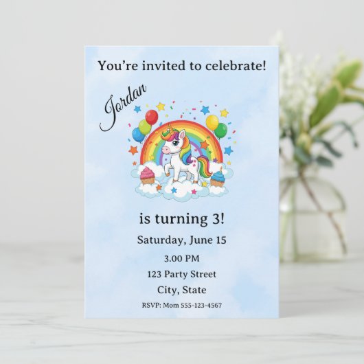 Editable Kids Birthday Invitation  招待状 (スタンド正面)