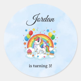 Editable Kids Birthday Sticker Cute Party Design ラウンドシール