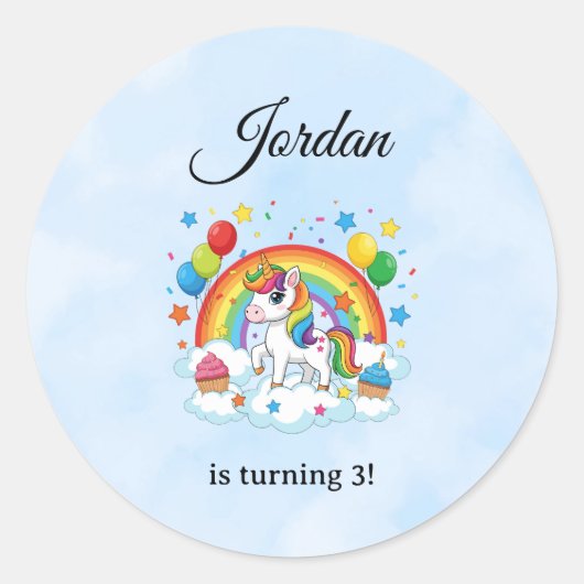 Editable Kids Birthday Sticker Cute Party Design ラウンドシール (正面)