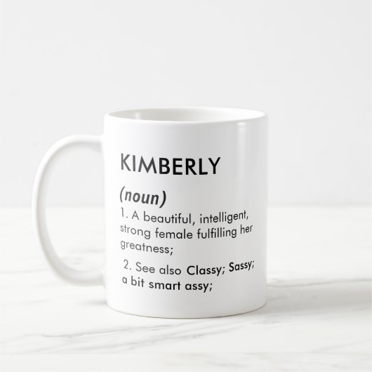 Editable Kimberly name definition, custom name コーヒーマグカップ (左)