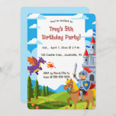 Editable Knight Castle Dragon Birthday 招待状 (正面/裏面)