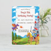 Editable Knight Castle Dragon Birthday 招待状 (スタンド正面)